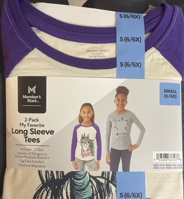 Member s Mark 2-pack My Favorite Long Sleeve Tees, Sz 6/6x, New In Pkg
