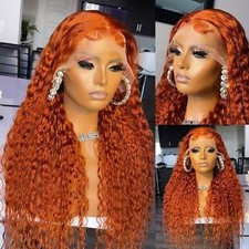 Water Wave Synthetic Lace Front Wigs Long Curly Hair Ginger Orange Women Party
