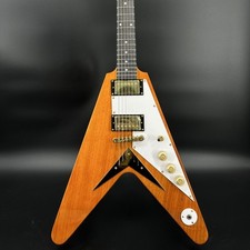 Chitarra elettrica personalizzata 1958 Korina Flying V ristampa naturale hardware oro 22 tasti