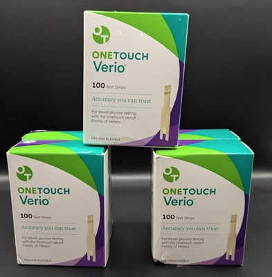 NEW OneTouch VERIO Blood Glucose Sugar Diabetic Test Strips 100 Pack 