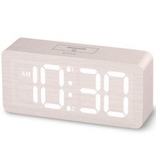 Wooden Digital Alarm Clocks for Bedrooms with 0-100 Dimmable Display