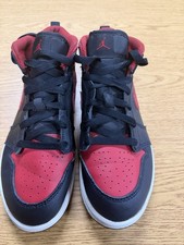 Nike Air Jordan 1 Mid Banned Black Red Bred Retro Shoes GS 3Y Youth