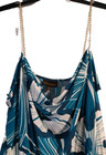 Bold Elements Size 2X Teal White Floral Sleeveless Cowl Neck Chain Jumpsuit — photo 1