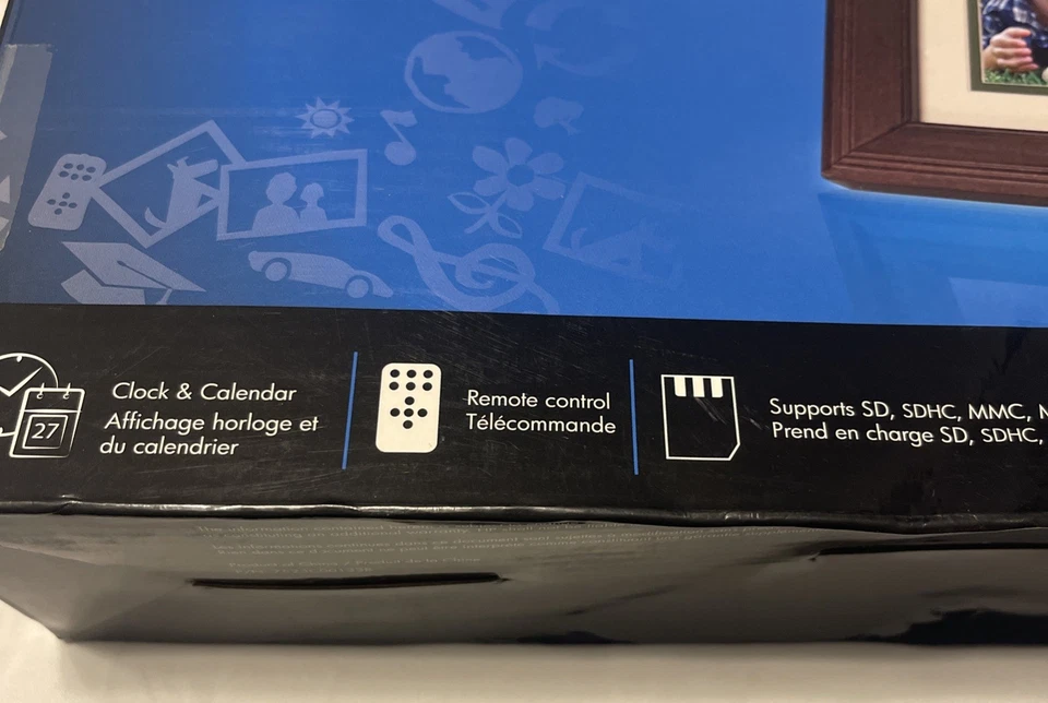 HP 7" Brown Wood Digital Picture Frame DF730a4 w/ Remote New Sealed - Image 2 of 4