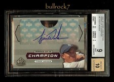 2003 SP Game Used Golf Marks of a Champion TIGER WOODS MC4-TW AUTO /15 BGS 9/10