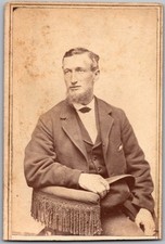 CDV Circa 1860s O.H. Warren Man with Beard In Suit Boston MA