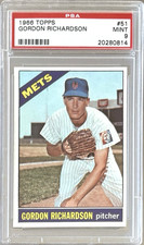 1966 TOPPS #51 GORDON RICHARDSON PSA 9 MINT METS