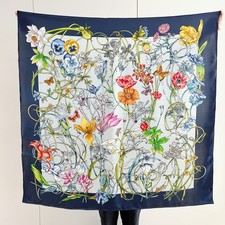 100 Silk Plain satin Scarf Bandanna Square Shawl Large Wrap 43" Flower Print