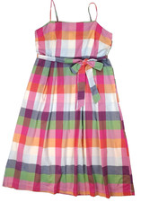 NWT Kate Spade x Target Midi Dress XL Plaid Tie Waist Pleated Pockets Straps