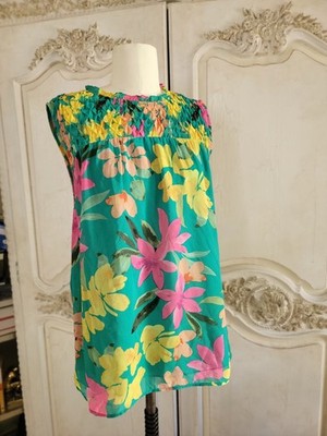 Daniel Rainn  Top Molana Smocked Tank Blouse Excellent Pre Owned Condition Sz XL