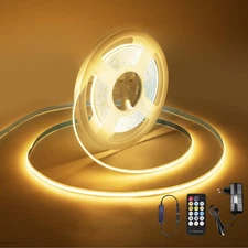 9.84 ft COB LED Strip Lights,Warm White LED Lights for Bedroom with RF Remote...