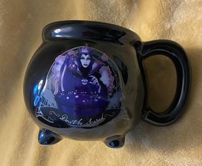 DISNEY Evil Queen Cauldron 23oz Mug Black 2 Sided Villains Spooky Halloween Goth