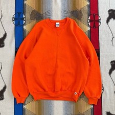 Vintage 90s Russell Athletic Blank Orange Crewneck Sweatshirt Size XL