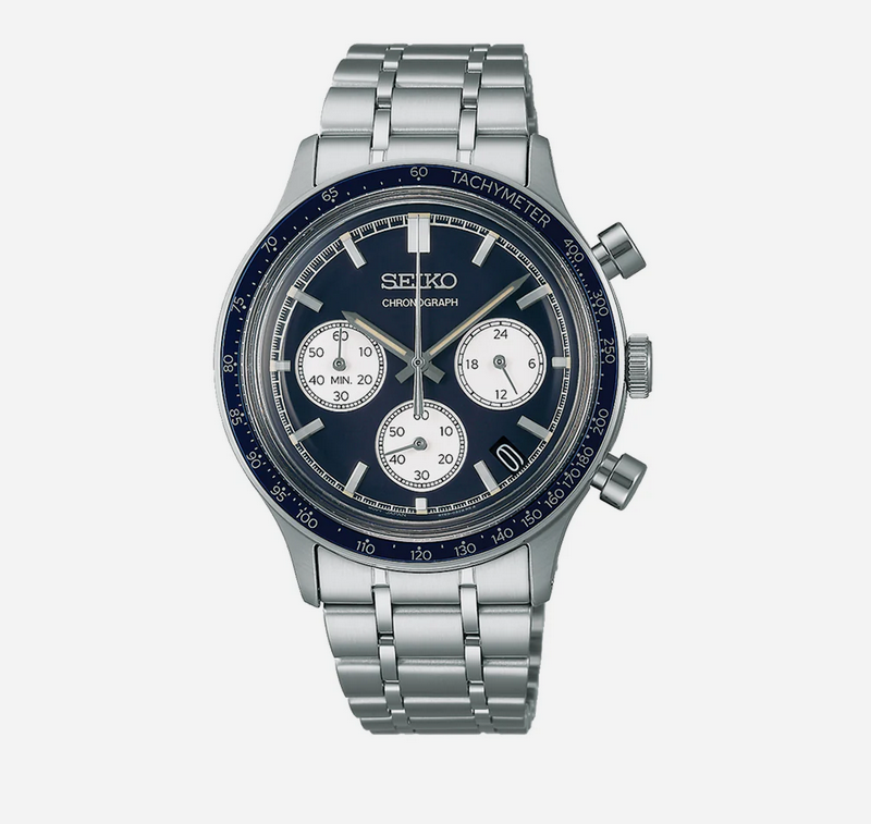 Seiko Chronograph Quartz 38.7mm Blue Dial Watch SSB477