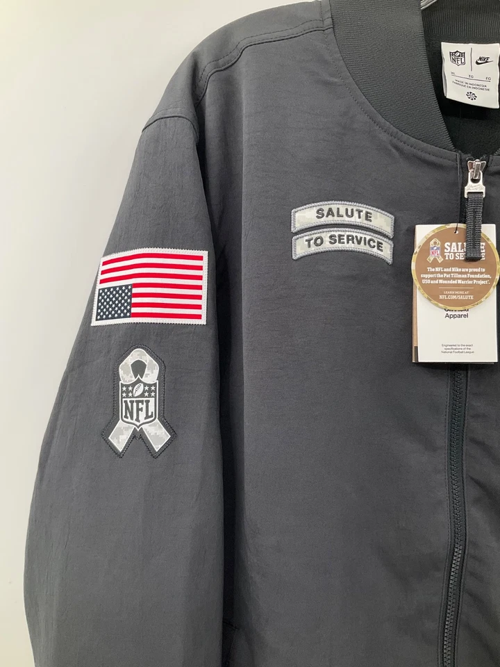 CHAQUETA BOMBER NIKE SALUTE TO SERVICE GRIS EMITIDA POR EL EQUIPO DE LOS MIAMI DOLPHINS ¡NUEVA! Foto 2 de 4