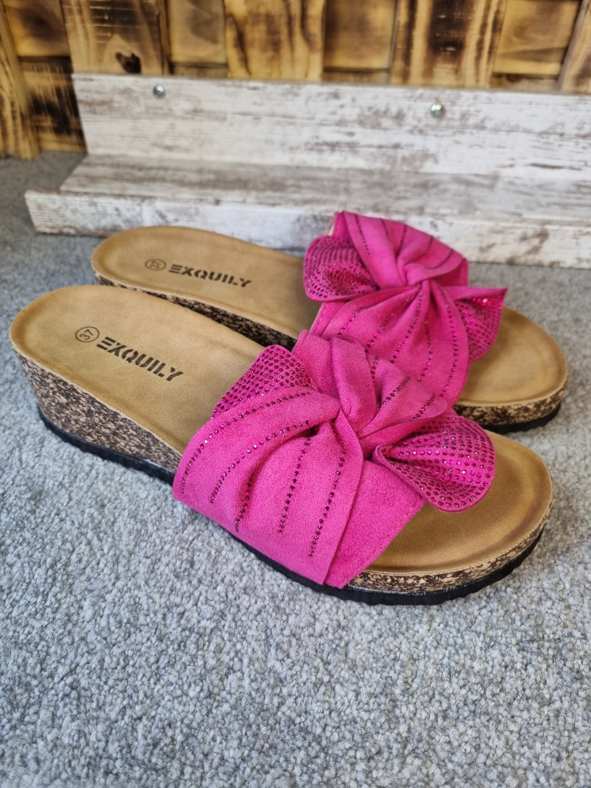 APL Sandali donna Exquily rosa piatti estivi fiocco ciabatte slip on misura 4 37