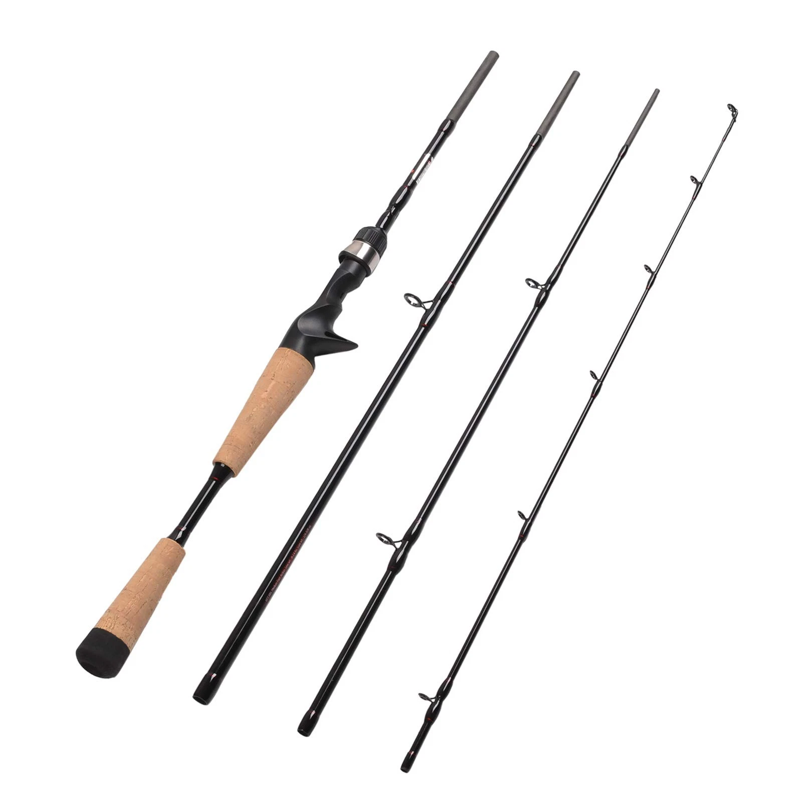 4 Pieces Travel Casting Rod Graphite Baitcasting Fishing Rod Portable Fishing...