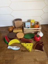 Melissa  Doug Wooden Food Fruits Meats Fish Diary Bread Salt Pepper Apron Play