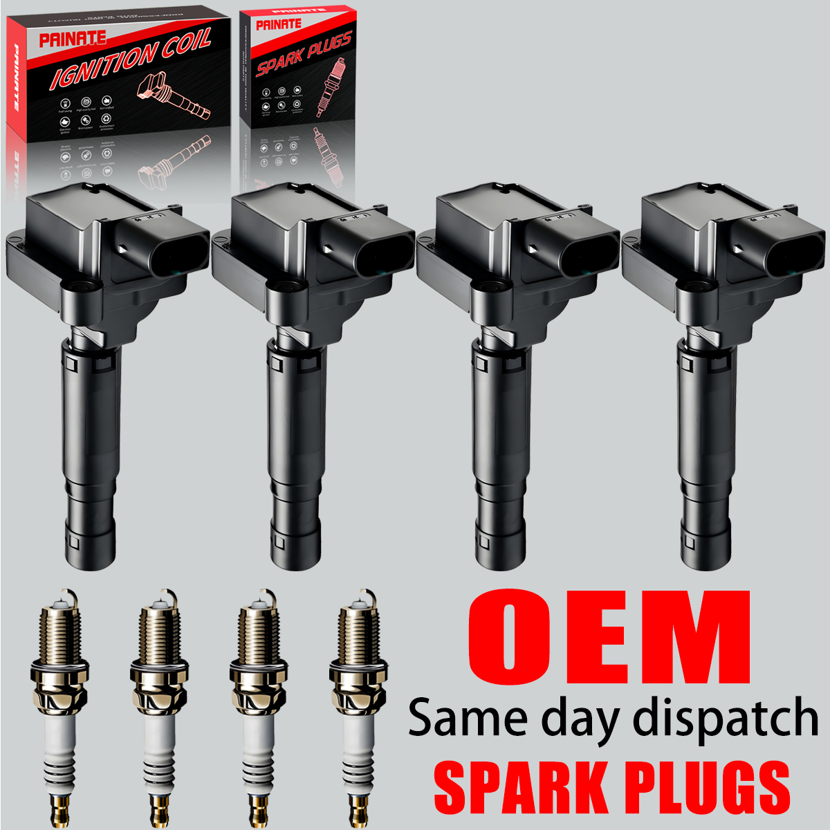 4X OEM Ignition Coil & 4 Iridium Spark Plug For Mercedes-Benz C230 1.8L L4 UF555