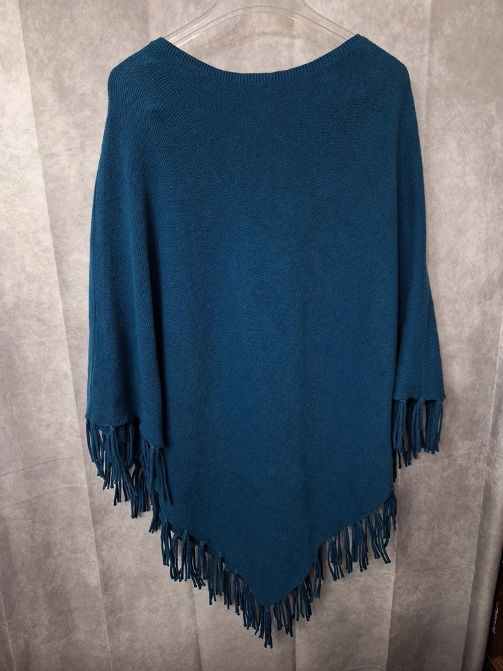 J. Jill Poncho Sweater Shawl Wrap Sz XL-3X Fringe Cotton Boho Western Casual - Image 3 of 4
