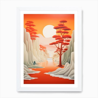 Eastern Impressions: A Brushstroke Framed Wall Art Poster Canvas Print Picture''