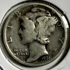 1931-S Mercury Dime - Free Shipping - (12-8)