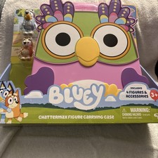 Bluey Chattermax Figure Carrying Case w/ 4 Figures & Accessories - NEW