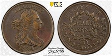 1804 1/2C Draped Bust Half Cent, Plain 4/No Stems, PCGS VF35, With True Views.