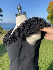 Vtg DayMor Couture Long Black Dress Gown Off Shoulder Ruffle Size 12 Elegant