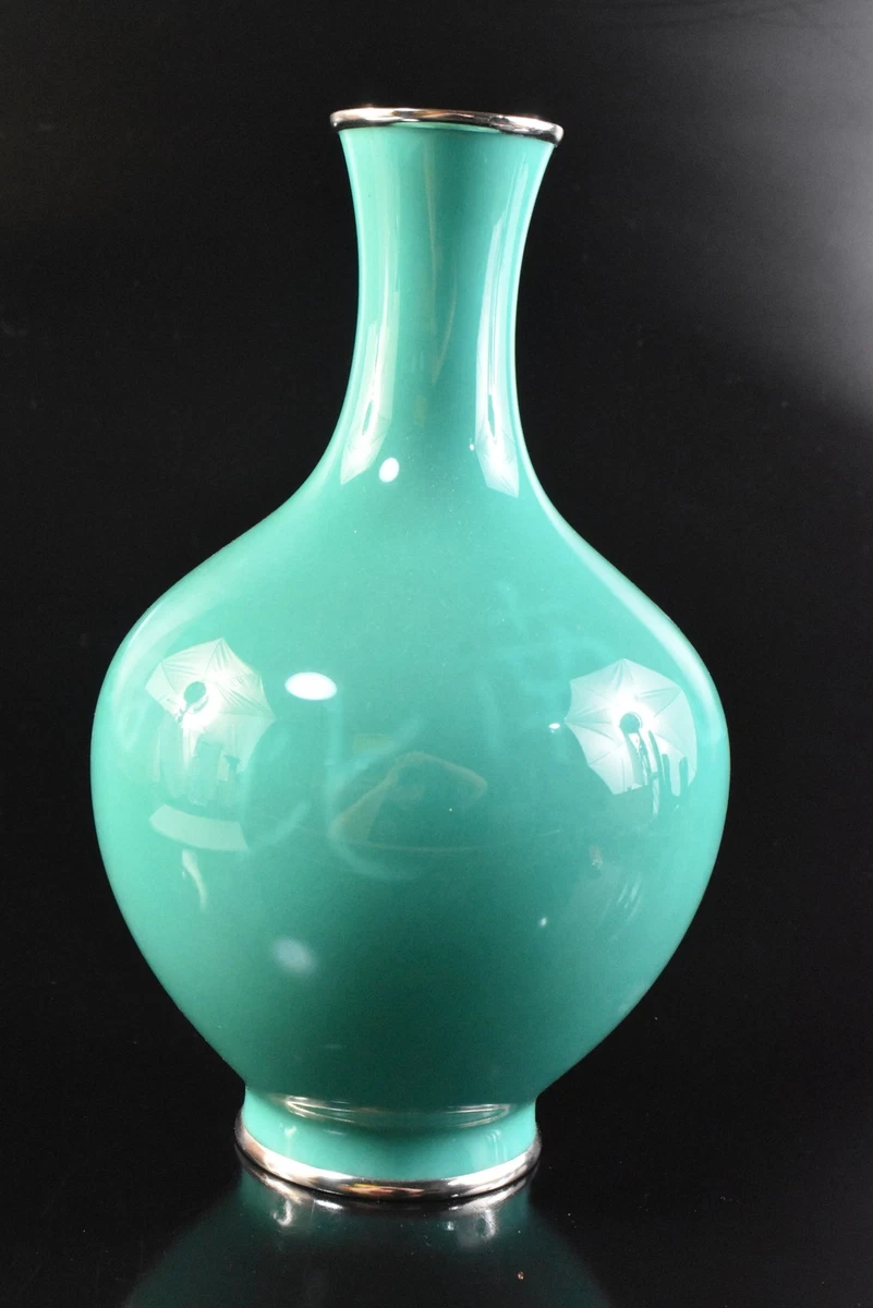 绿色景泰蓝日本古董花瓶| eBay