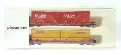 HOBBYTRAIN SPUR N H23764 FLACHWAGEN sgkkms 689 EISENBAHN / DHL GÜTERWAGEN SET DB VI