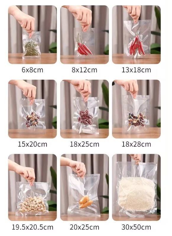 Paquete de 500 paquetes de bolsas selladoras al vacío de polietileno/nylon paquete de almacenamiento de alimentos cámara de todos los tamaños Foto 3 de 4
