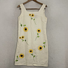 Citi Dress Linen Blend Mini Womens Size 8 Floral Embroidered Lightweight Boho