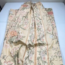 vintage pinch pleat drapery curtain panel bei...