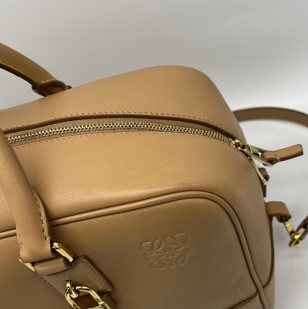 Loewe Retail-$3800 Amazona 28 Leather Bowling Bag in Warm Loewe Retail-$3800 Amazona 28 Leather Bowling Bag in Warm