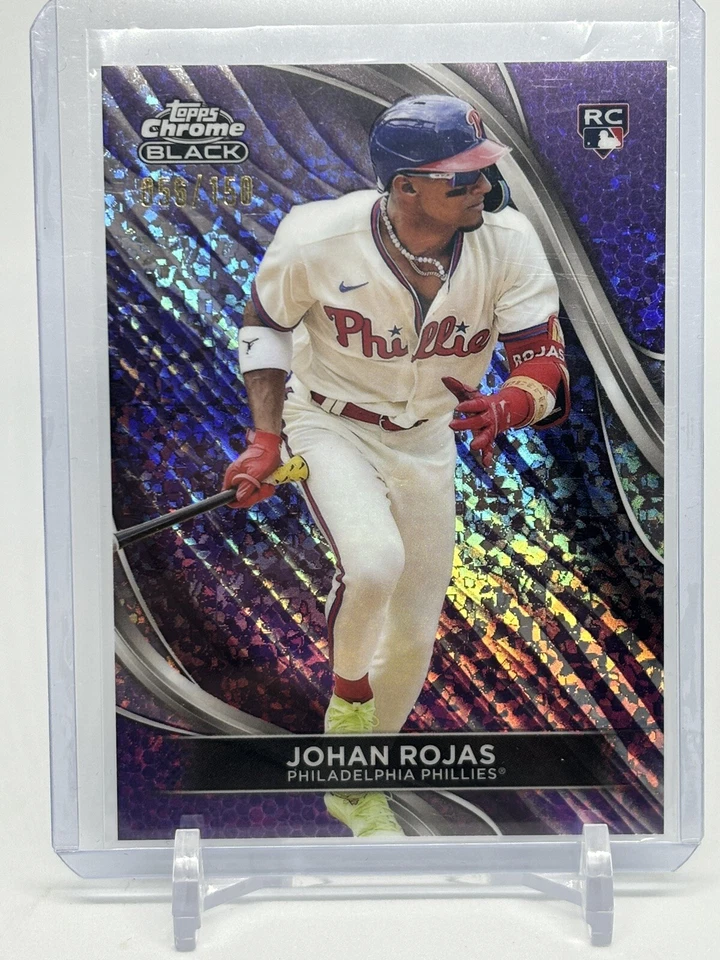 2024 Topps Chrome Black JOHAN ROJAS RC PURPLE MINI DIAMOND 56/150 (C315) - Image 2 of 3