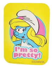 Smurfs Smurfette Yellow Plastic Sign Bright Colors 2009 Collectable Gift C18-39