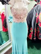 Prom 2024 turquoise Color Aspeed dress size 8 new beaded