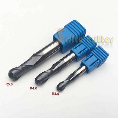 3PC HRC55 2F Carbide double flute Milling Cutter Tool Ball Nose CNC Router R3-5
