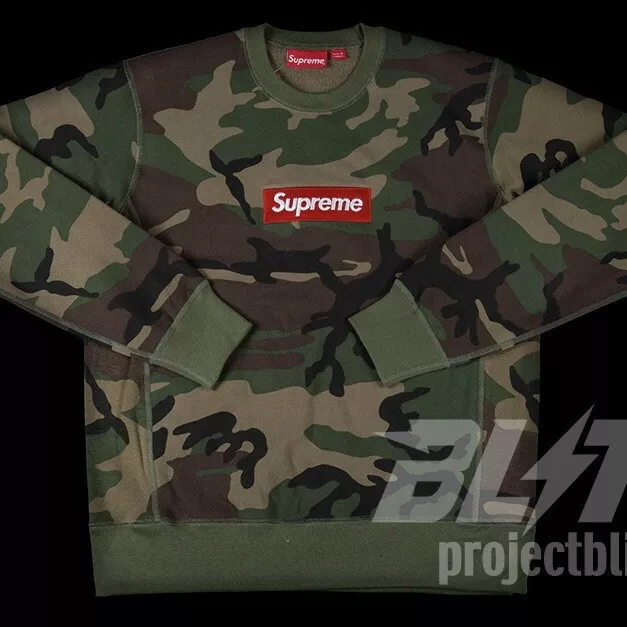 SWEAT SHIRT COL ROND LOGO FW15 SUPREME BOX CAMOUFLAGE BOIS TAILLE L LARGE 2015