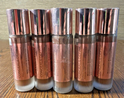 5x Makeup Revolution Conceal Define Foundation F16 for Dark Skin Tones 0.7Fl Oz