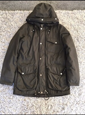 Elvine Green Parka Coat Waterproof Windbreaker With Hooded Very Good Condition 