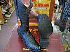 LOS ALTOS BLACK GENUINE CROCODILE BELLY ROUND TOE WESTERN BOOT D WIDTH 658205