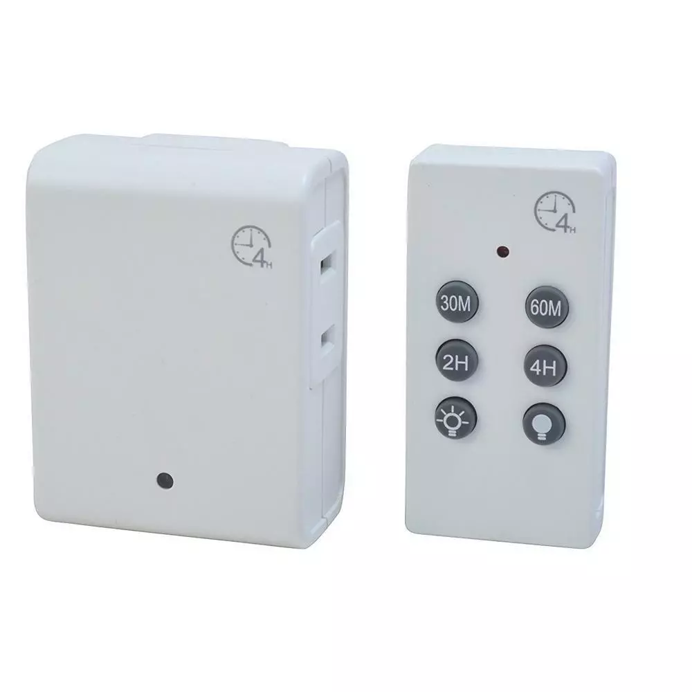Woods 8 Amp 4 Hour Indoor Plug In Wireless Remote Countdown Control Timer White
