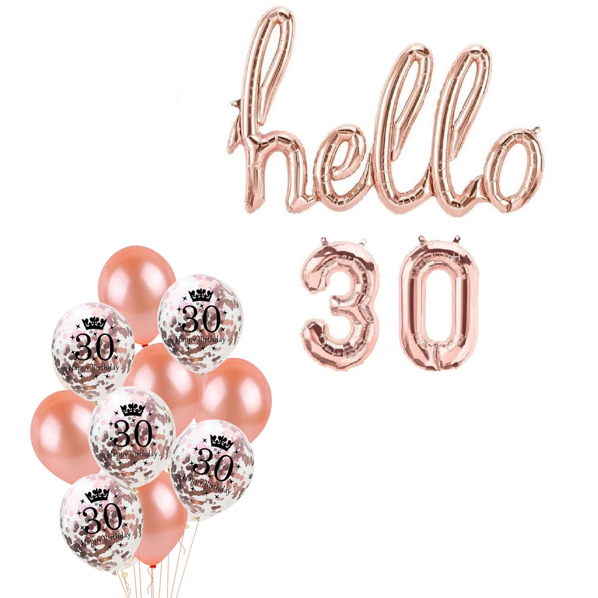 30 Birthday Party Decorations Rose Gold 30 Years Confetti Balloon