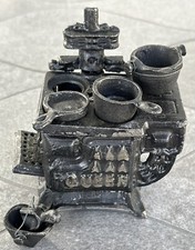Queen Cast Iron Stove Miniature Salesman's Sample Dollhouse Estate Vtg 8 Pieces