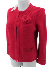 Angora Damen Cardigan Angora rot himbeer Blume Gr. 40 42