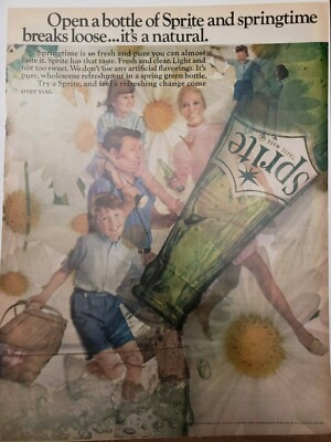 Vintage 1968 Sprite Print Ad Ephemera Art Decor Springtime