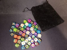 AUSTOR 50 Pcs 6 Sided Dice Set 5 Two Tone Colors Dice with Gold Pips Square Dice