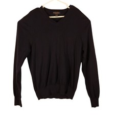 Brooks Brothers sweater mens L LArge navy blue v-neck pima cotton long sleeve